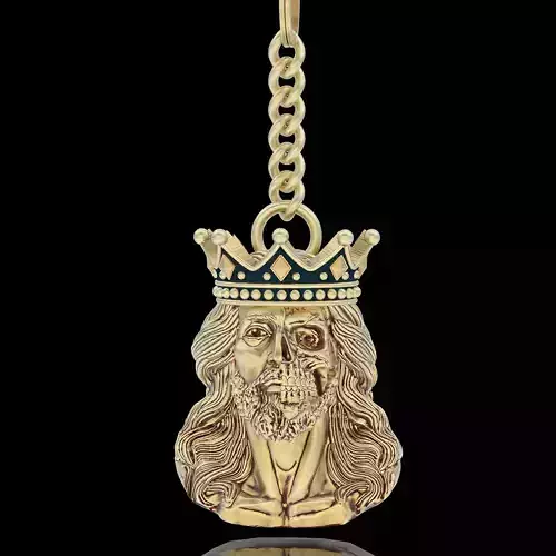 Skull king Jesus key holder  gold jewelry printable 3D model