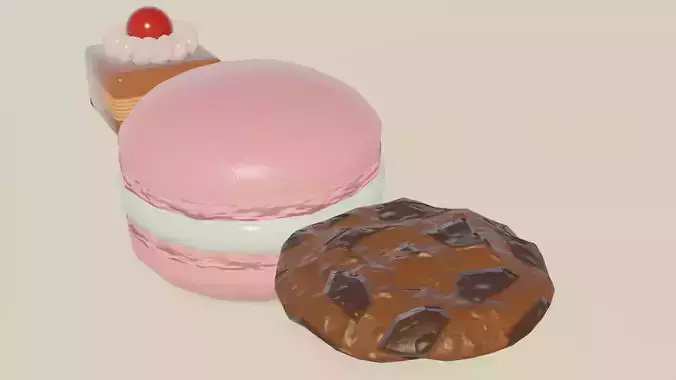 Macaron Cookie and Cake 3D Models
