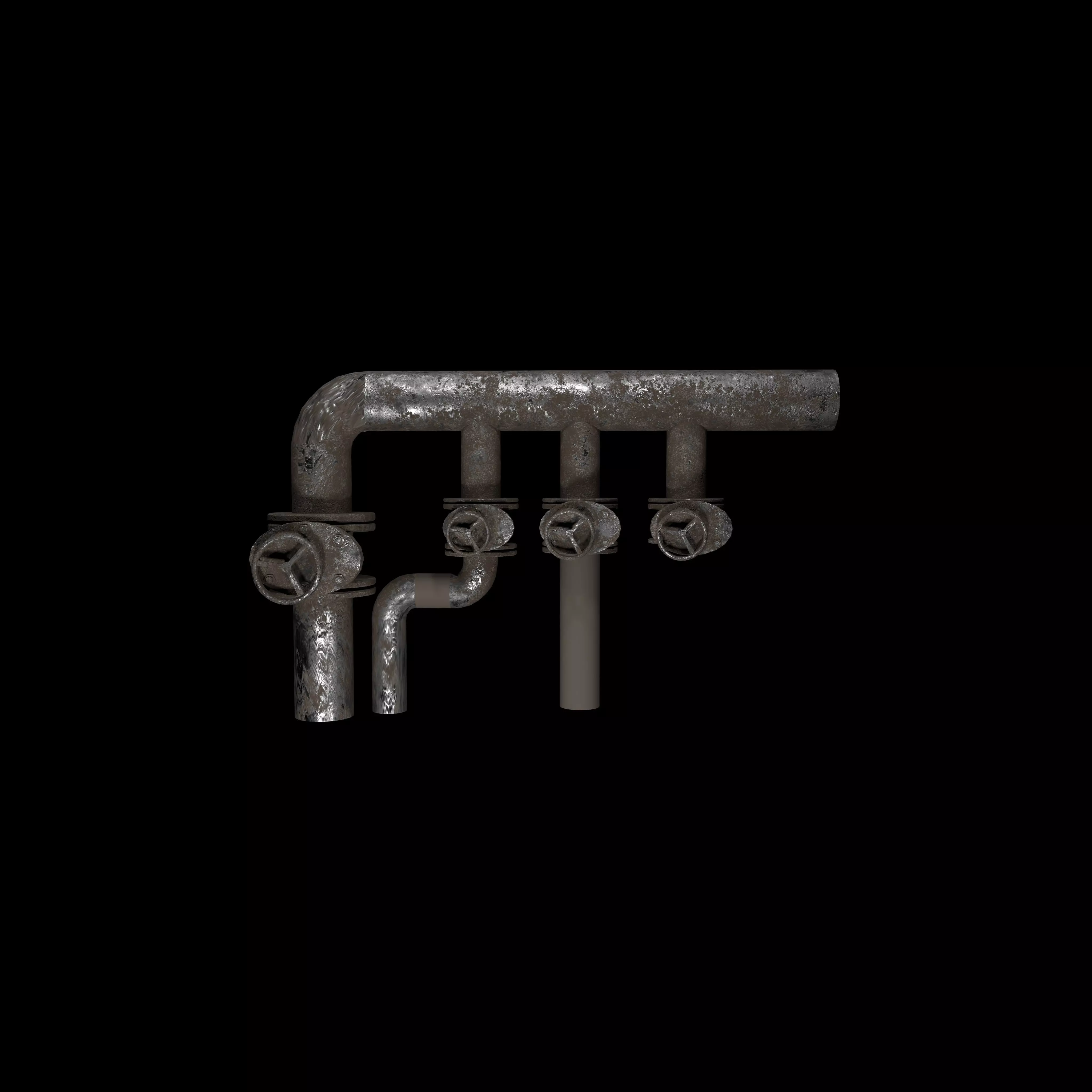 Rusty pipes 3D model_0