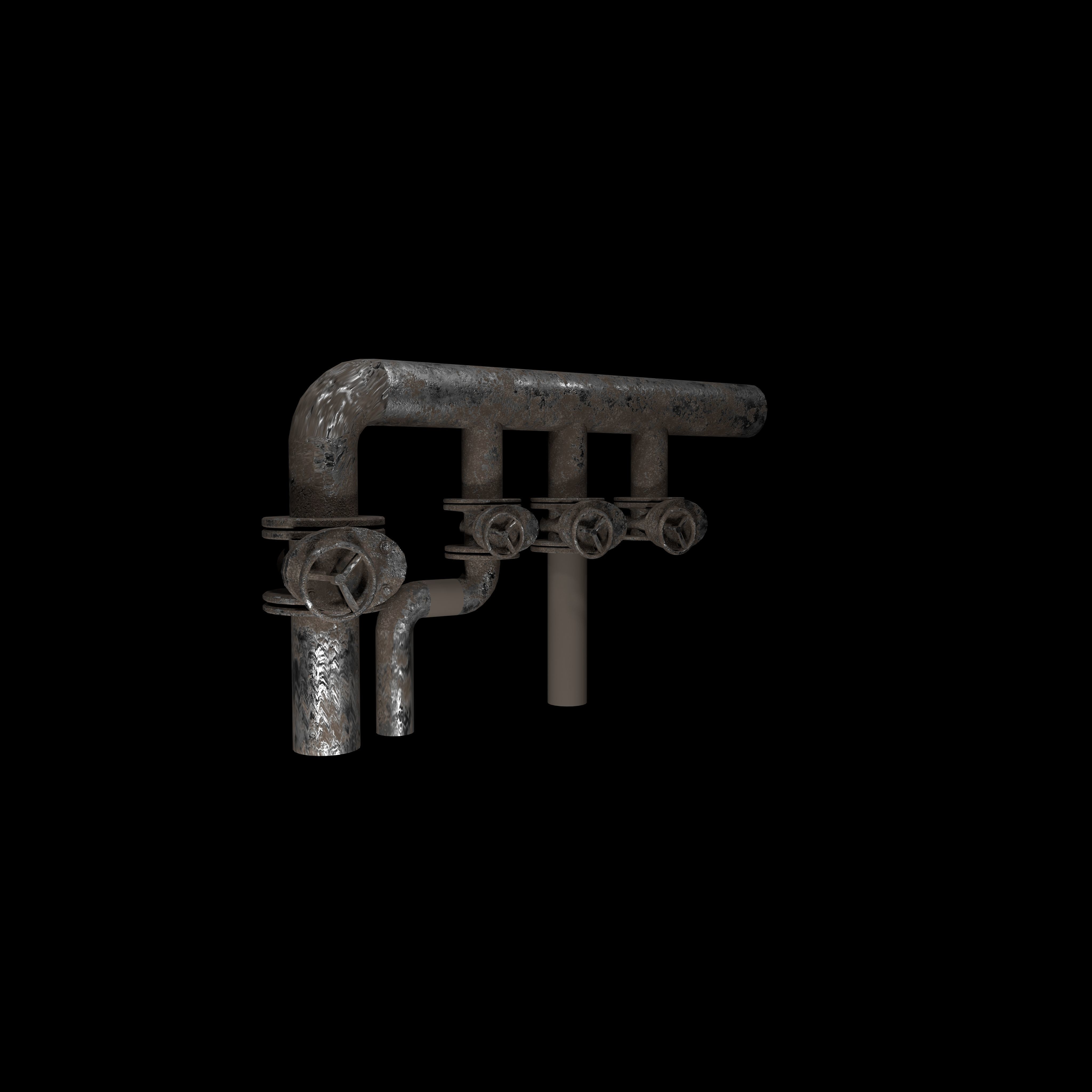 Rusty pipes 3D model_1