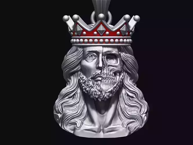 Skull Jesus pendant silver gold jewelry printable 3D model