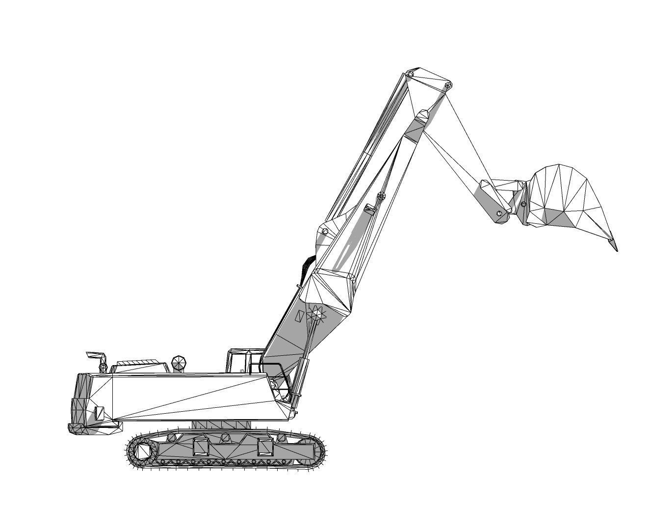 excavator low poly Low-poly 3D model_5