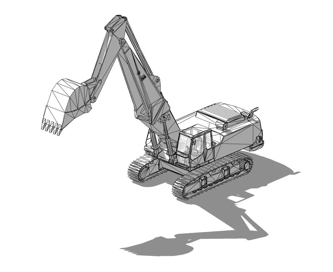 excavator low poly Low-poly 3D model_0
