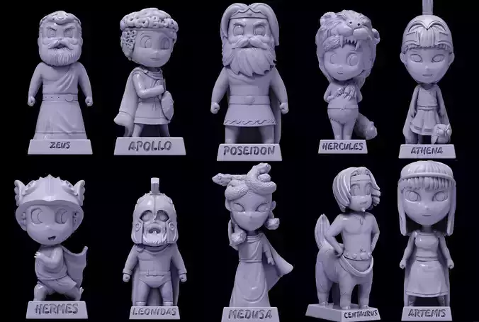 Chibi Gods of Olympus 3D print model