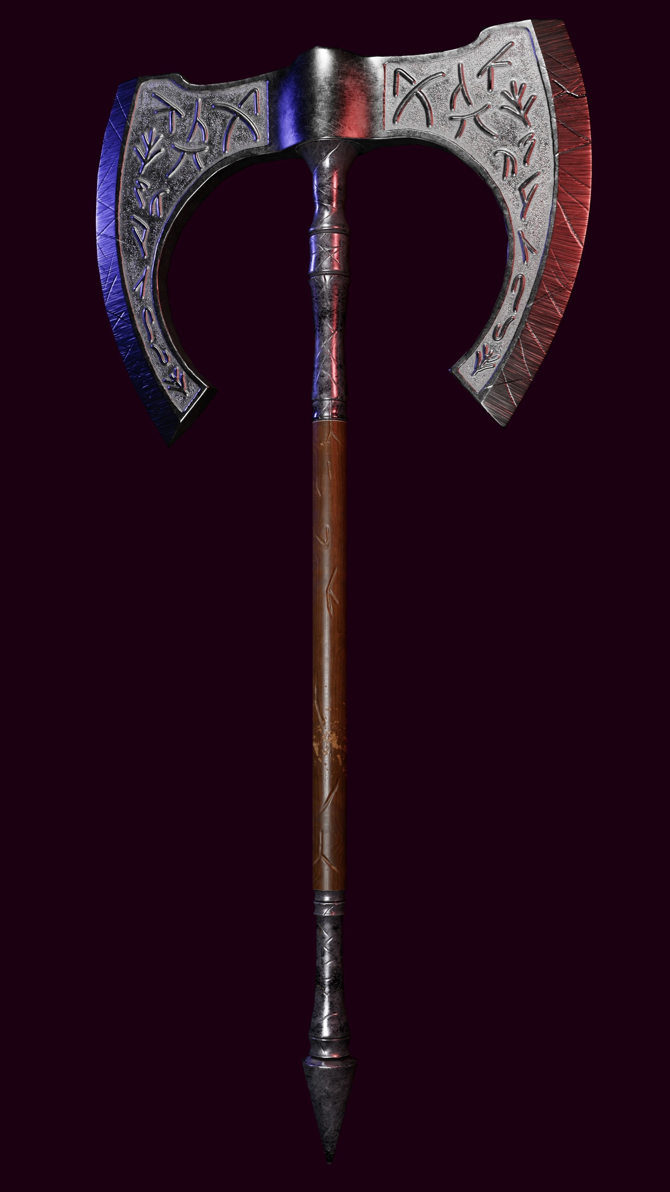 Double Axe 3D game-ready low-poly Low-poly 3D model_2