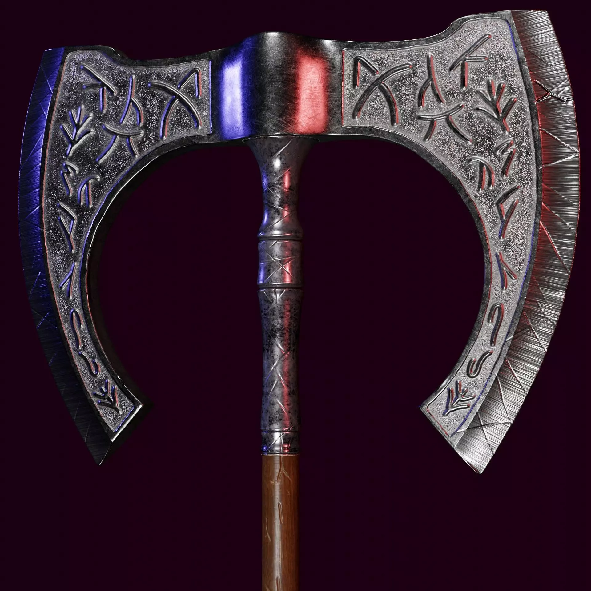 Double Axe 3D game-ready low-poly Low-poly 3D model_0