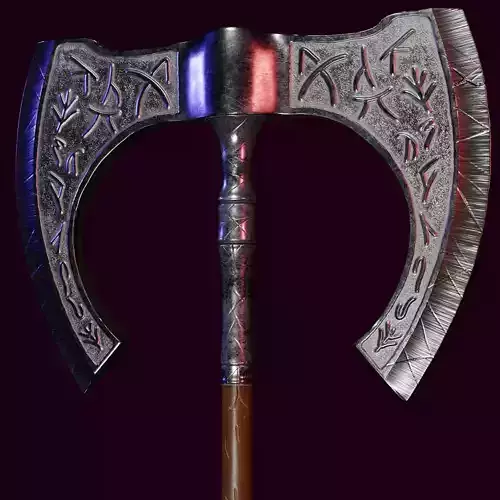 Double Axe 3D game-ready low-poly Low-poly 3D model