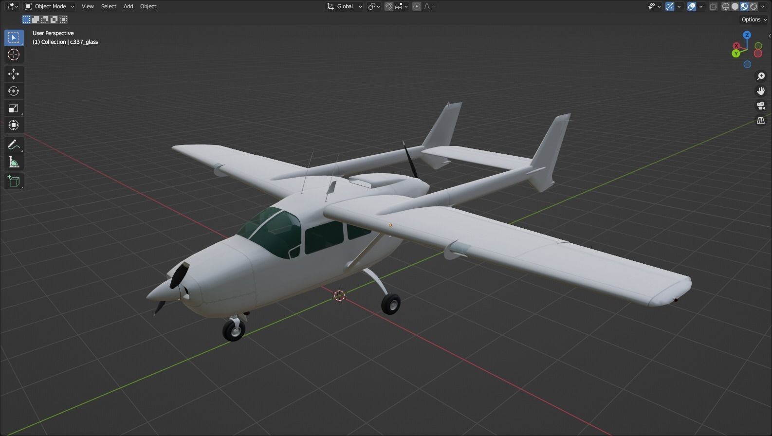 Cessna Super Skymaster C337D Static Low Poly Low-poly 3D model_11