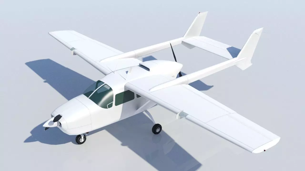 Cessna Super Skymaster C337D Static Low Poly Low-poly 3D model_0