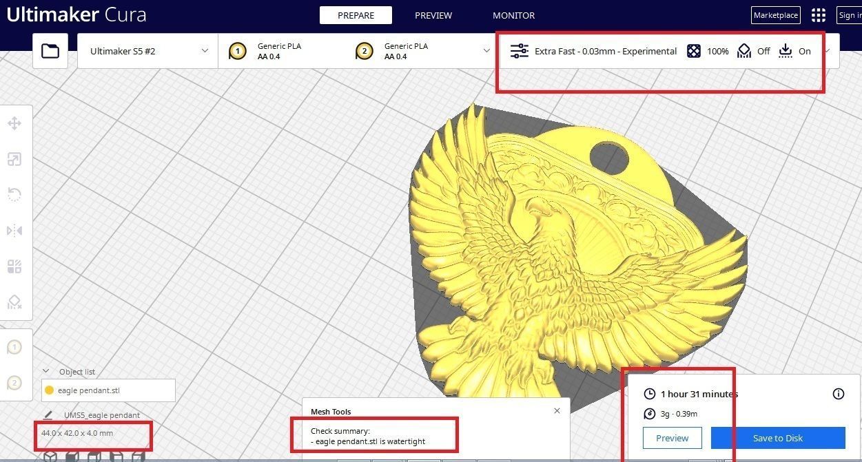 EAGLE PENDANT 3D print model_4