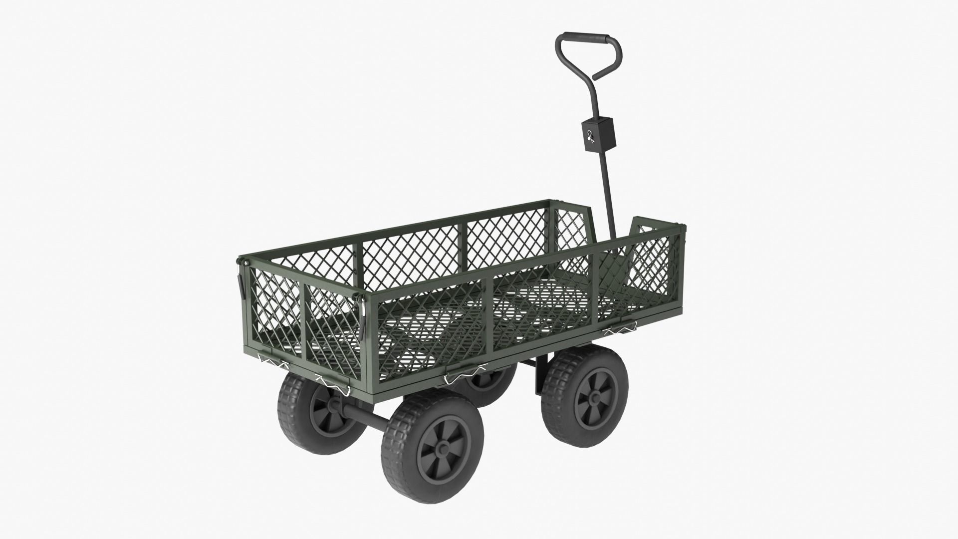 Steel Mesh Cart Low-poly 3D model_7