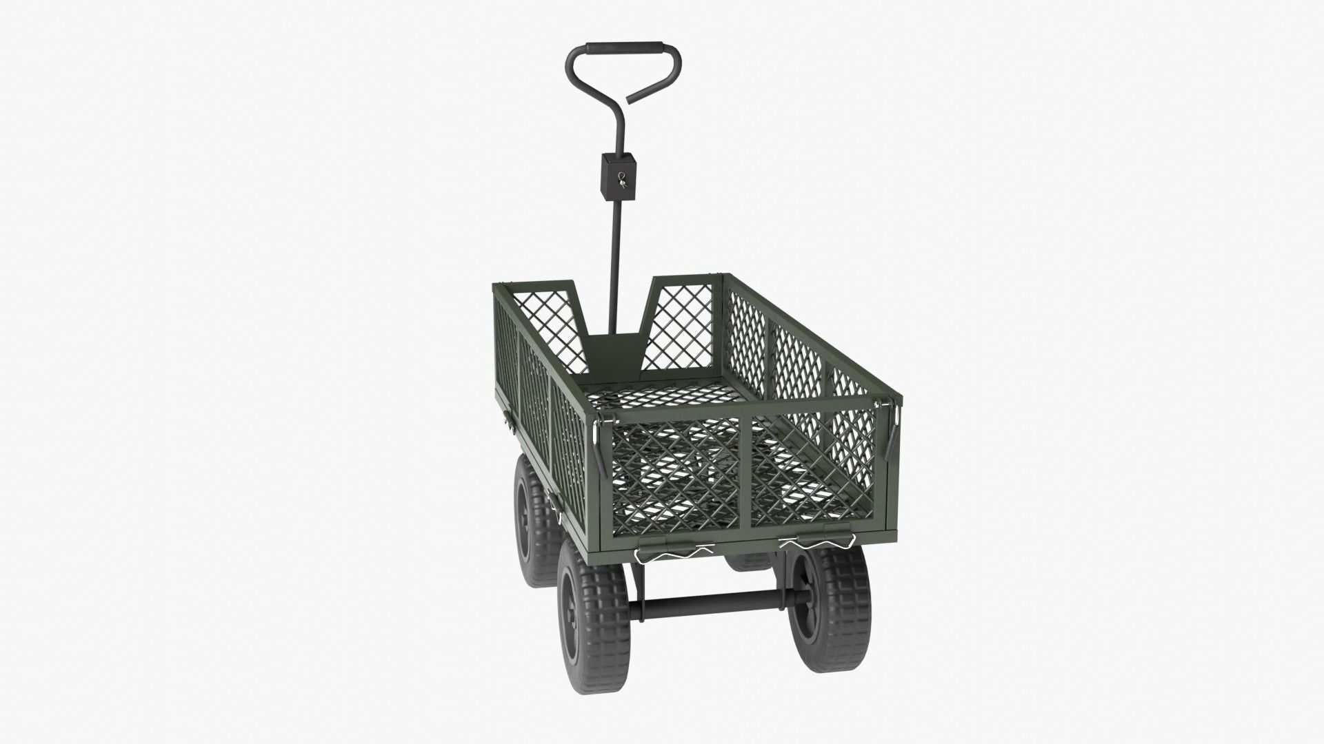 Steel Mesh Cart Low-poly 3D model_5