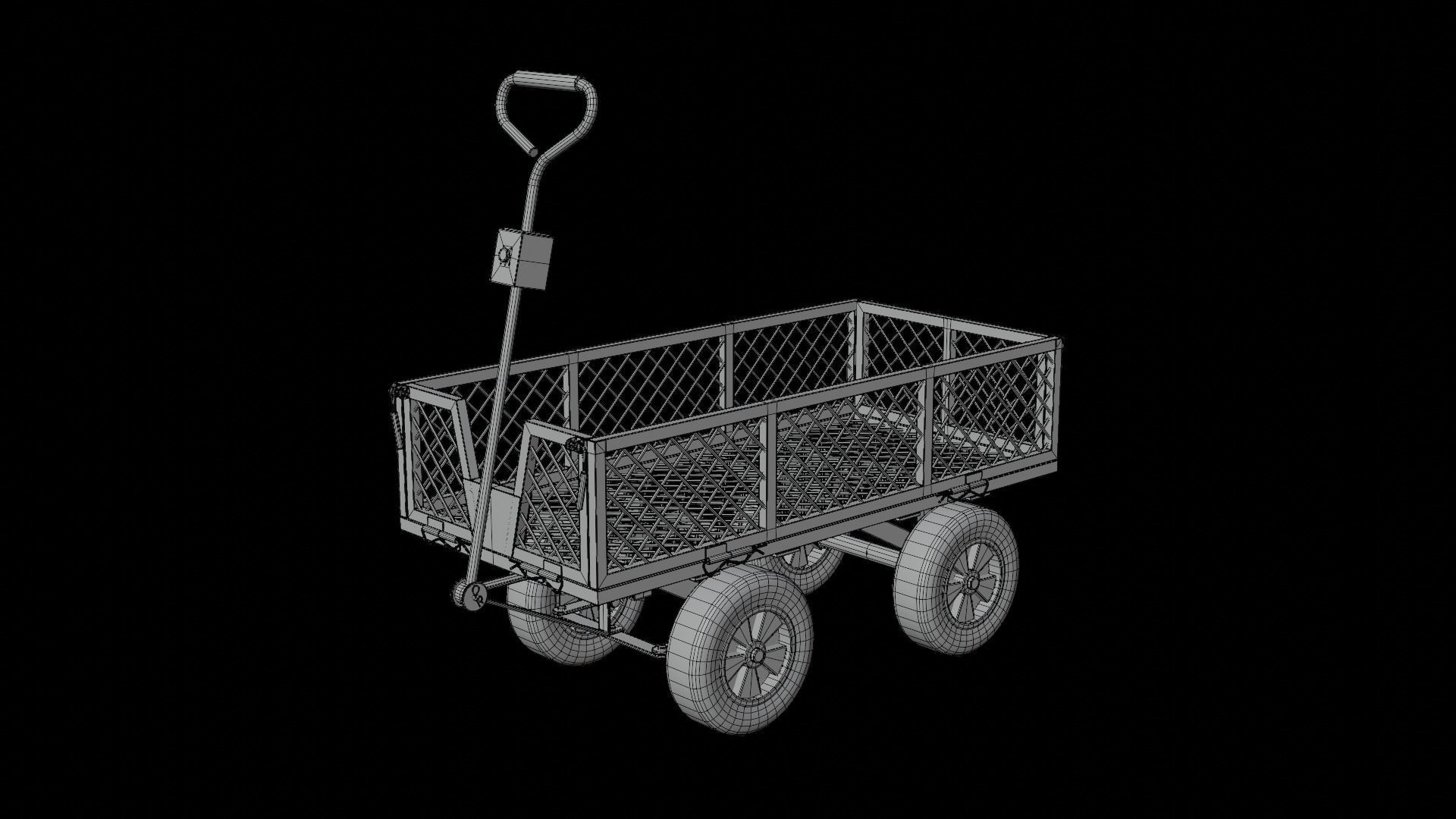Steel Mesh Cart Low-poly 3D model_14