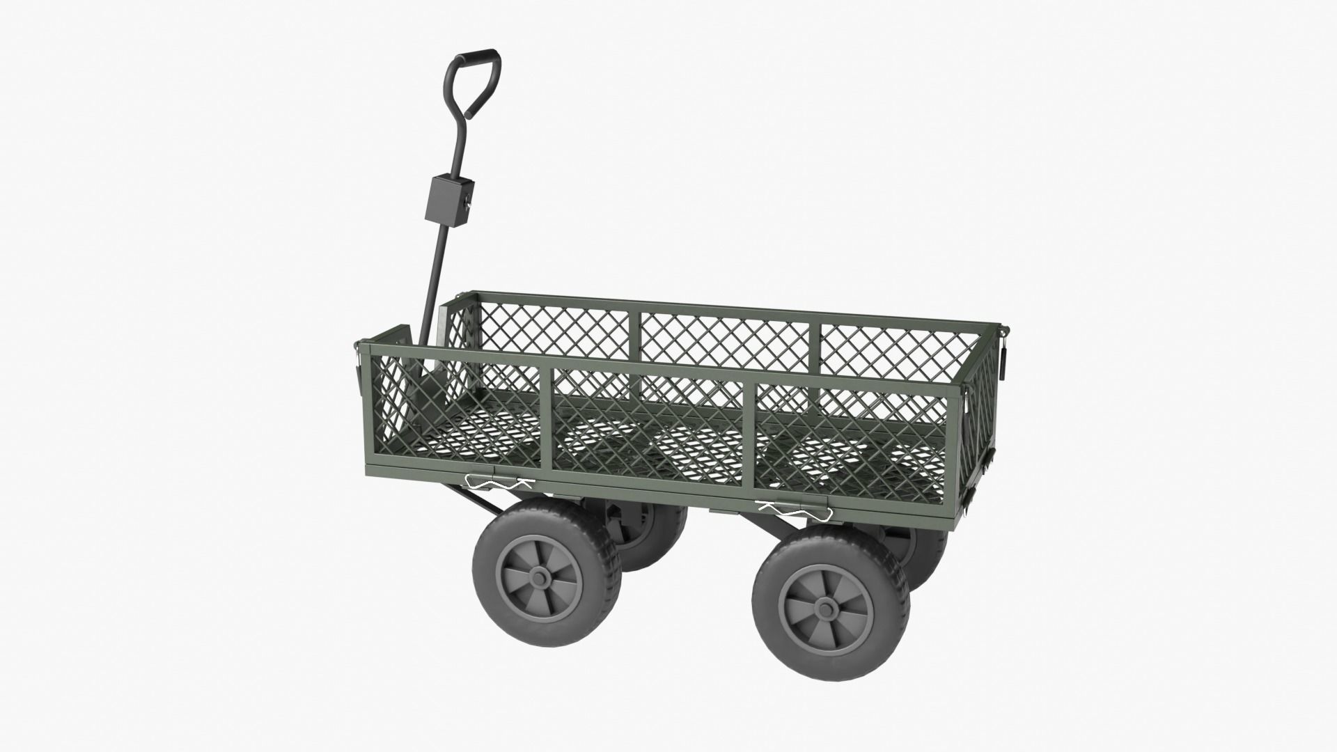 Steel Mesh Cart Low-poly 3D model_3