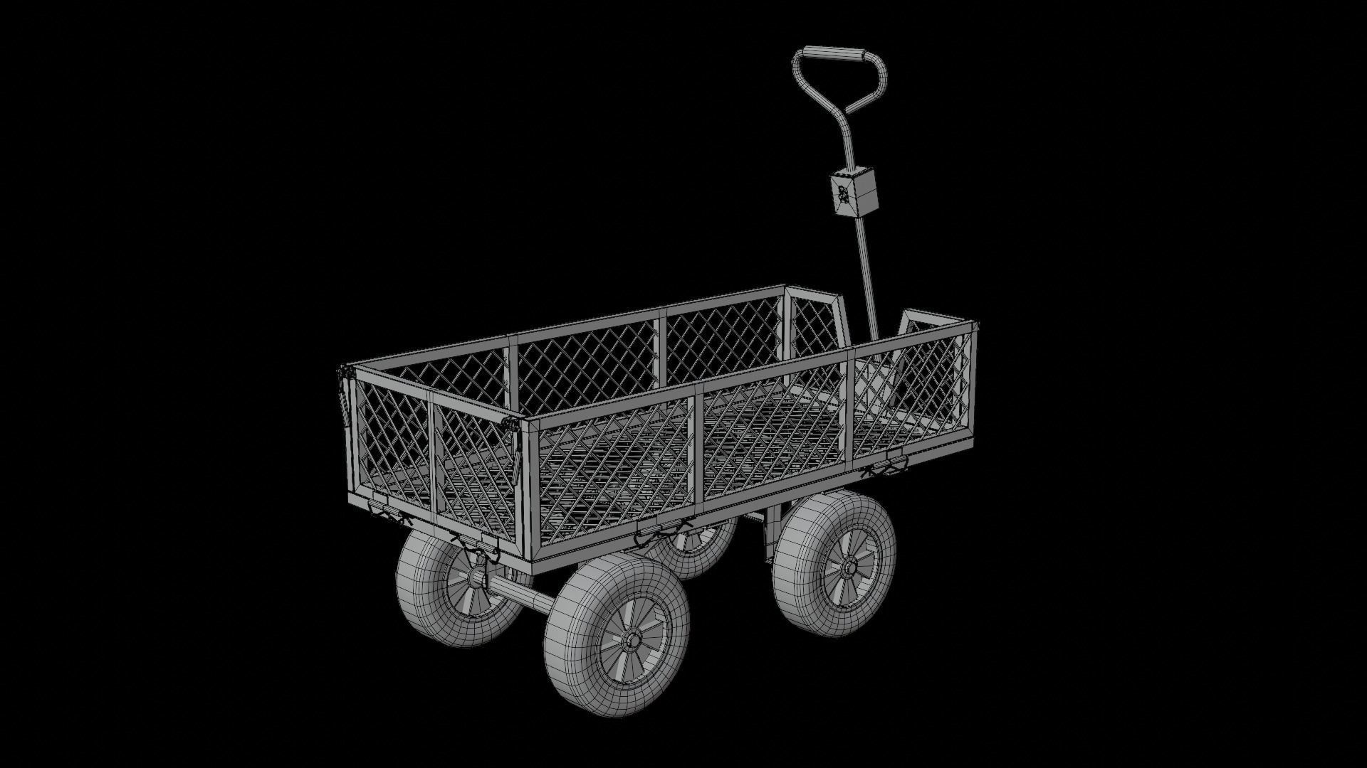Steel Mesh Cart Low-poly 3D model_16