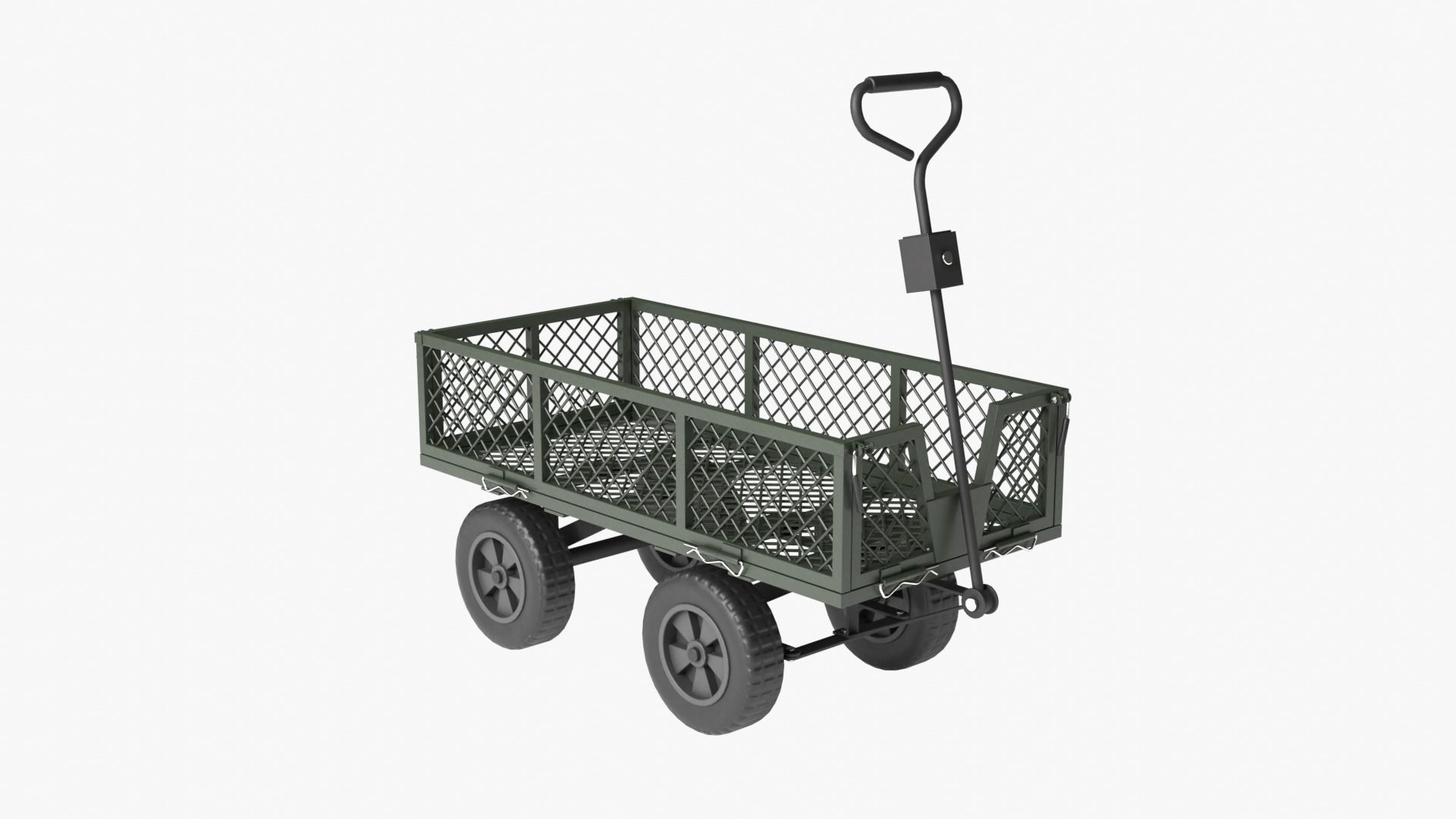 Steel Mesh Cart Low-poly 3D model_10