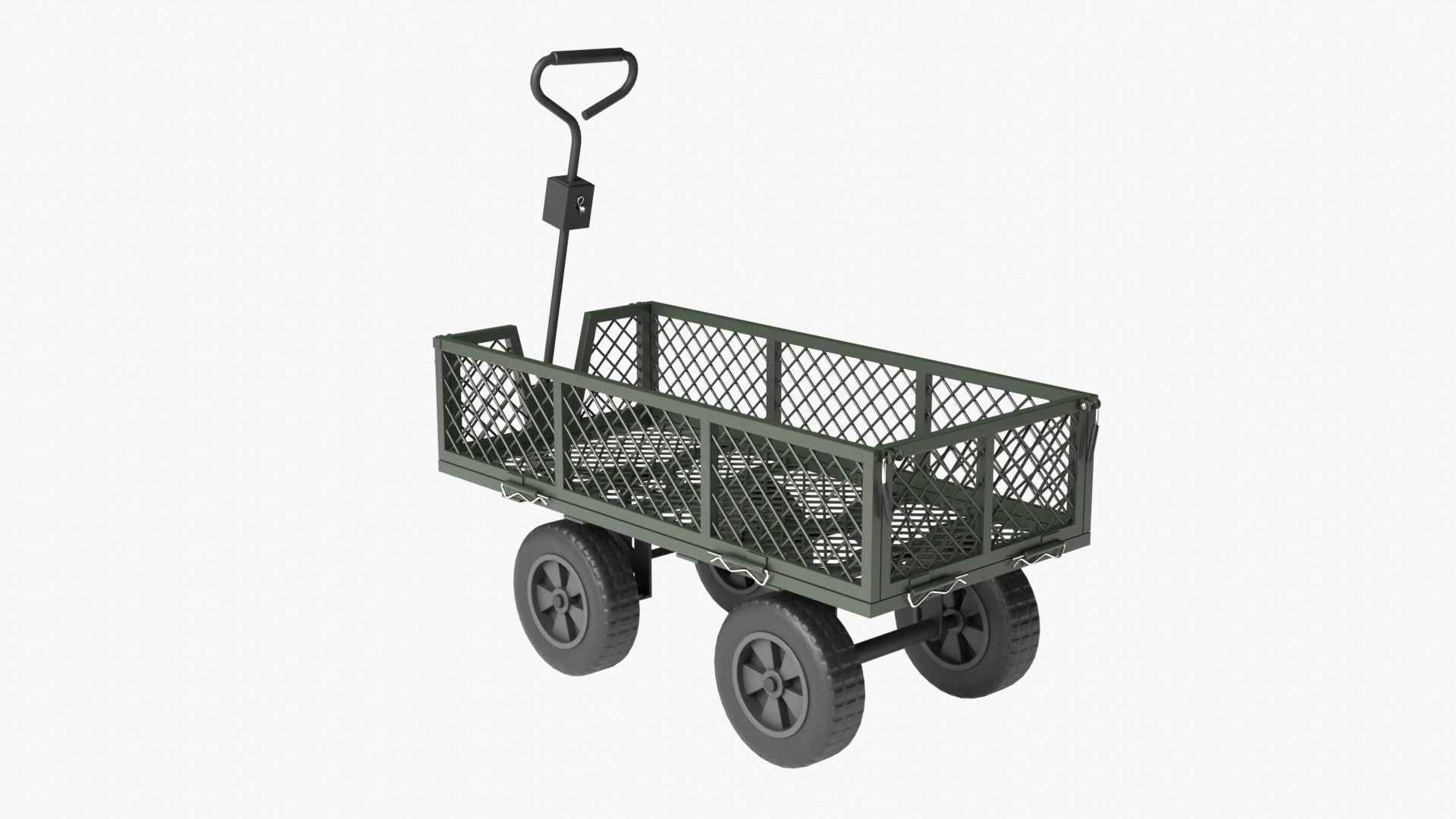 Steel Mesh Cart Low-poly 3D model_4