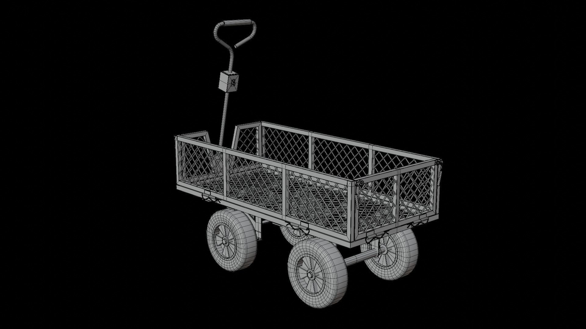 Steel Mesh Cart Low-poly 3D model_15