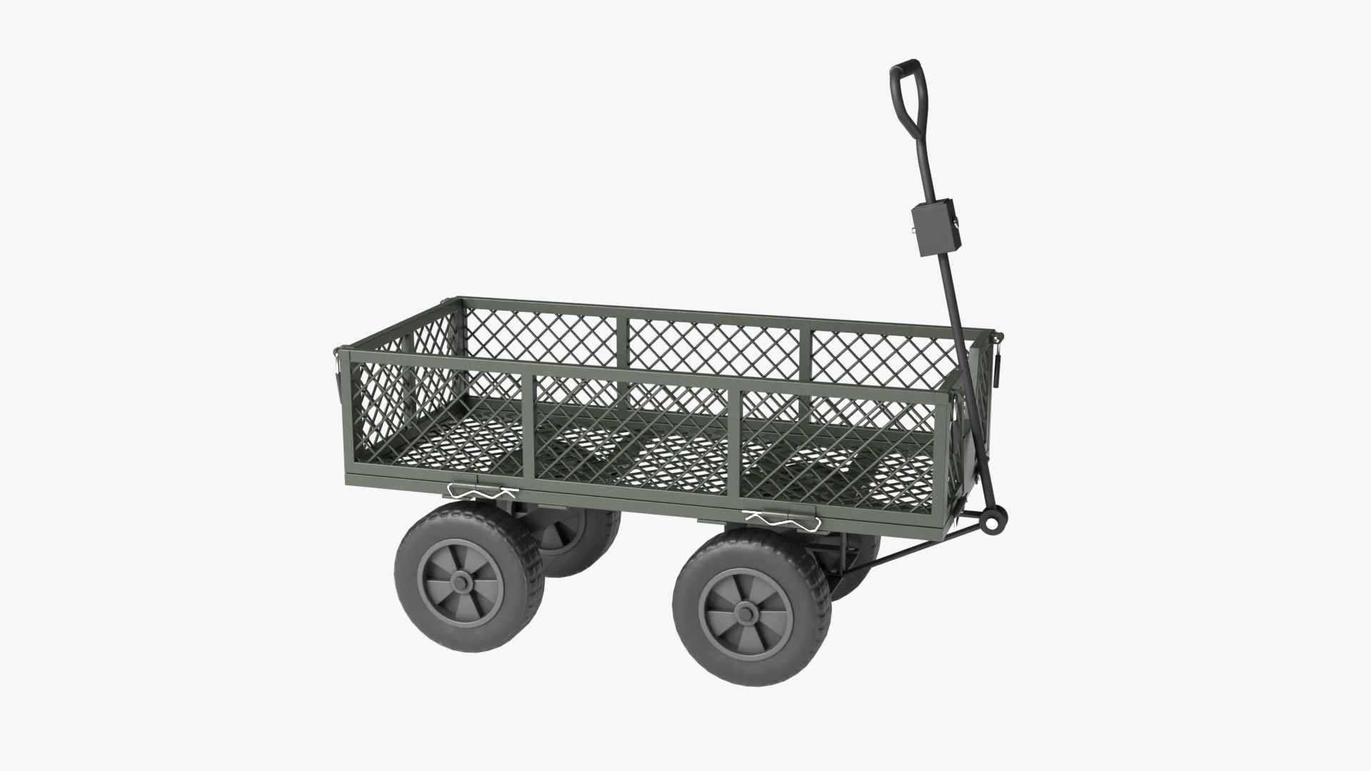Steel Mesh Cart Low-poly 3D model_9