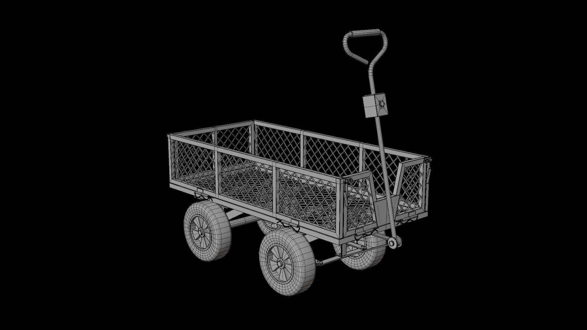 Steel Mesh Cart Low-poly 3D model_17