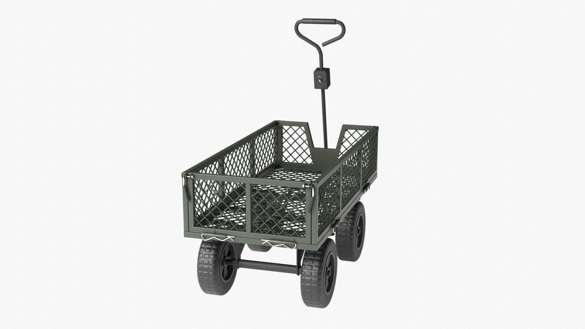 Steel Mesh Cart Low-poly 3D model_6
