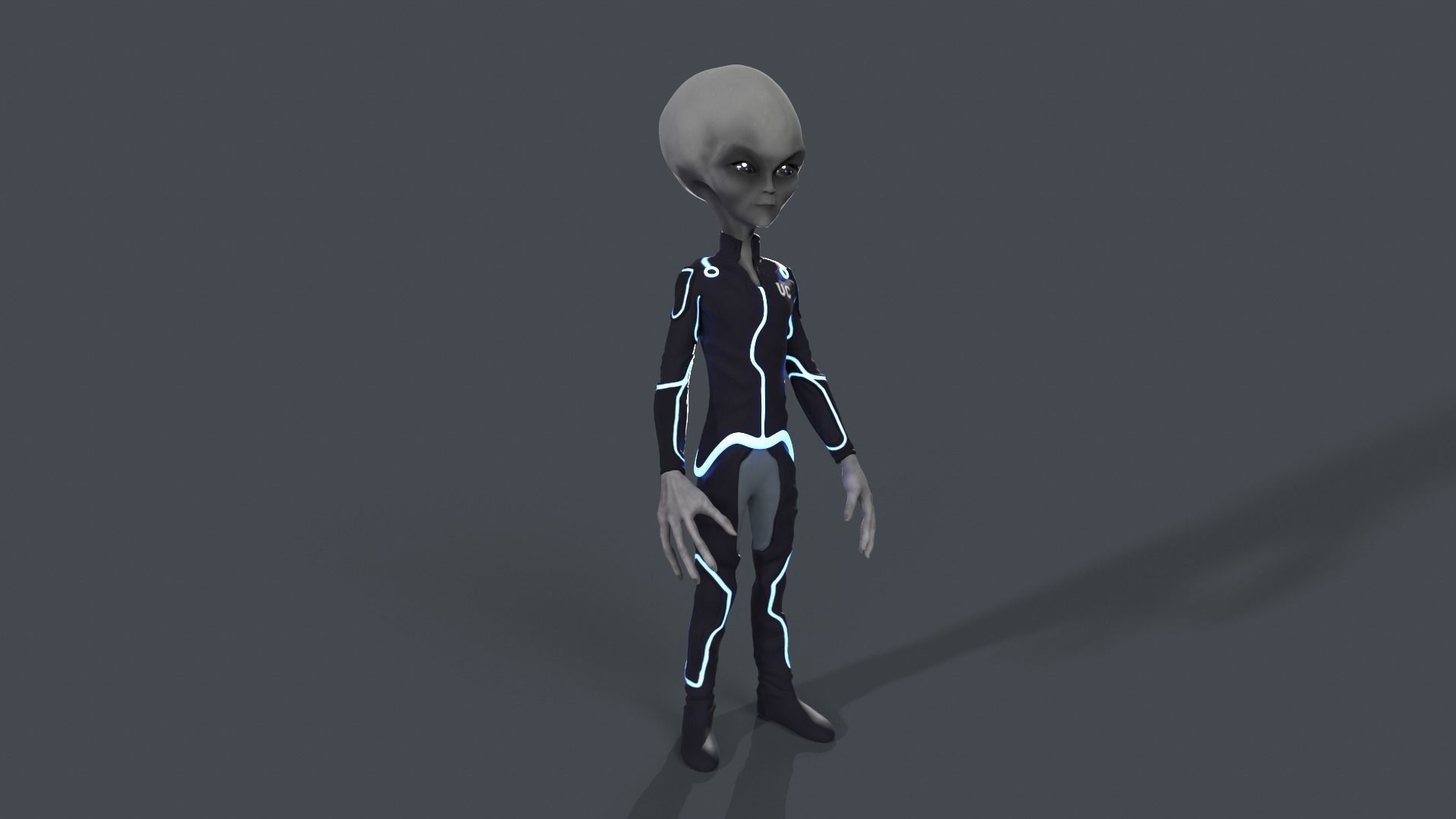 Alien in intergalactic uniform Low-poly 3D model_5