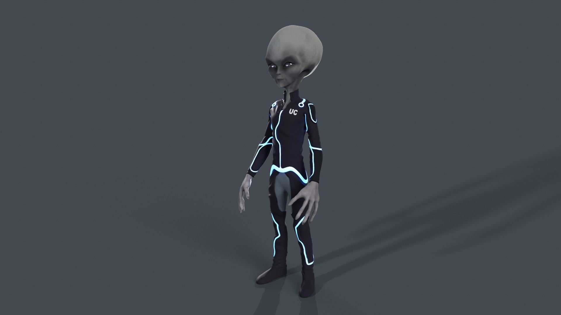 Alien in intergalactic uniform Low-poly 3D model_1