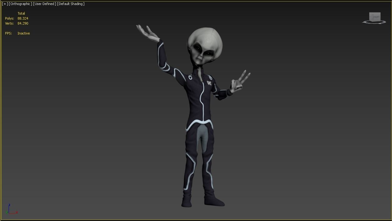 Alien in intergalactic uniform Low-poly 3D model_2