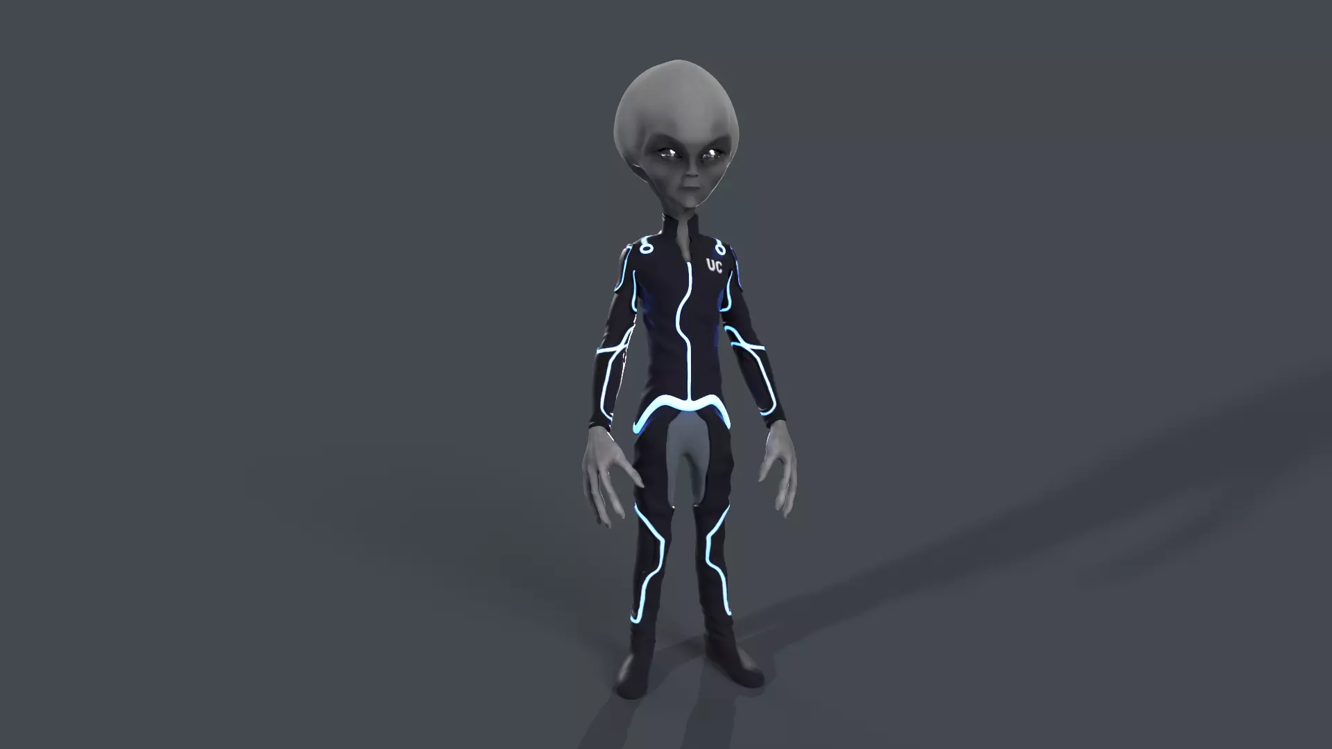 Alien in intergalactic uniform Low-poly 3D model_0