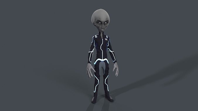 Alien in intergalactic uniform Low-poly 3D model
