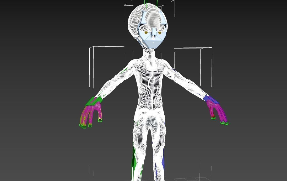 Alien in intergalactic uniform Low-poly 3D model_8