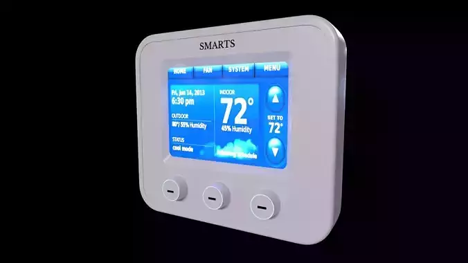 Electronic devices and accessories-Smart Thermostat-PBR 3D MODEL Low-poly 3D model