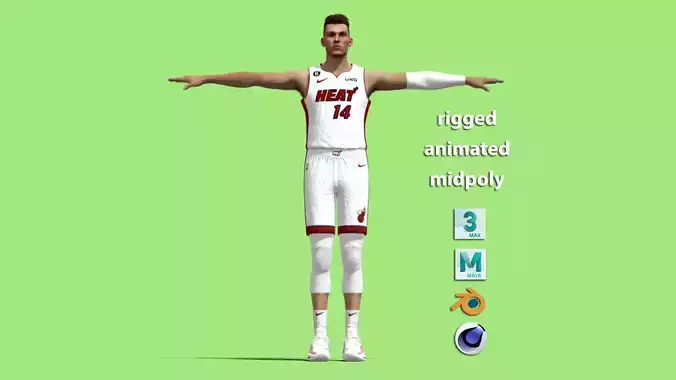 T-Pose rigged Tyler Herro Miami Heat NBA 3D model