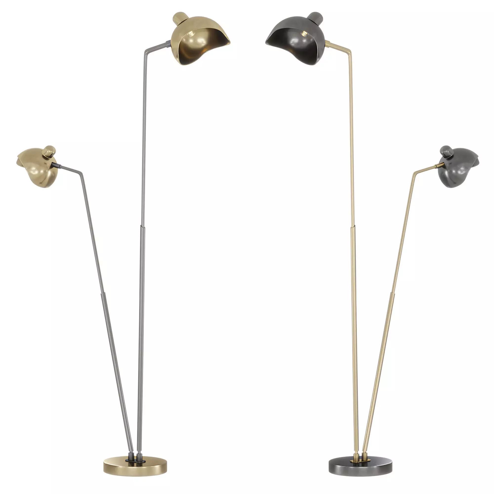 Industrial Double Floor Lamp 3D model_0