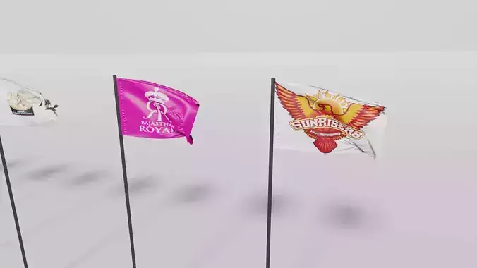 IPL TEAM ANIMATED FLAG 2024 Low-poly 3D model