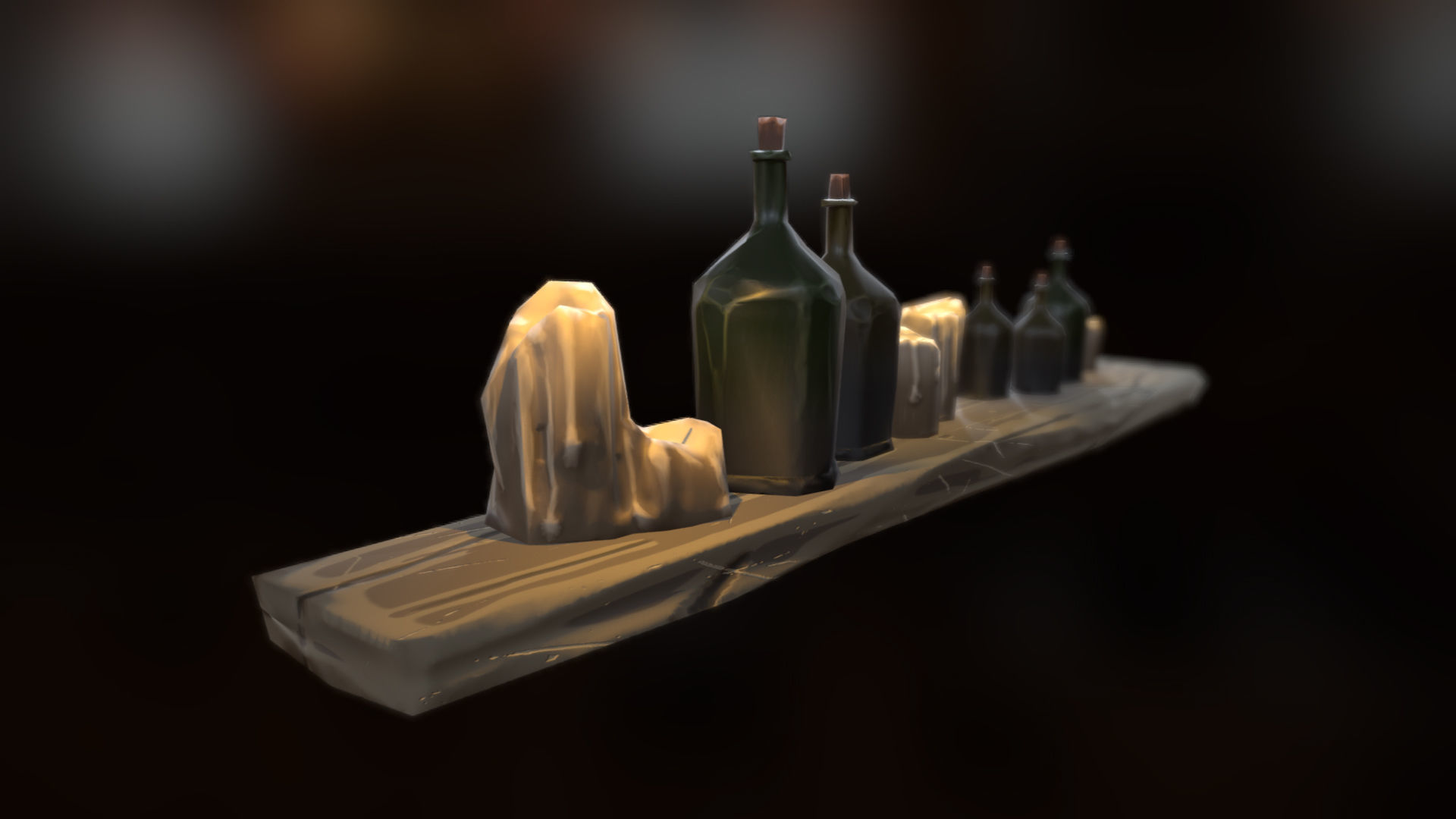 Stylized Low Poly Tavern Bottles Low-poly 3D model_6