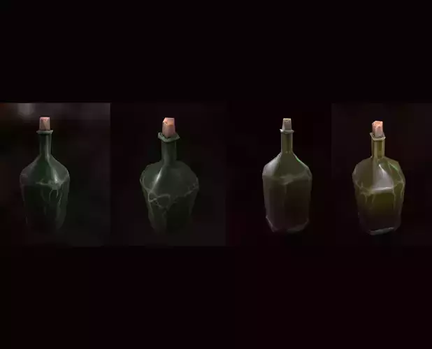 Stylized Low Poly Tavern Bottles Low-poly 3D model