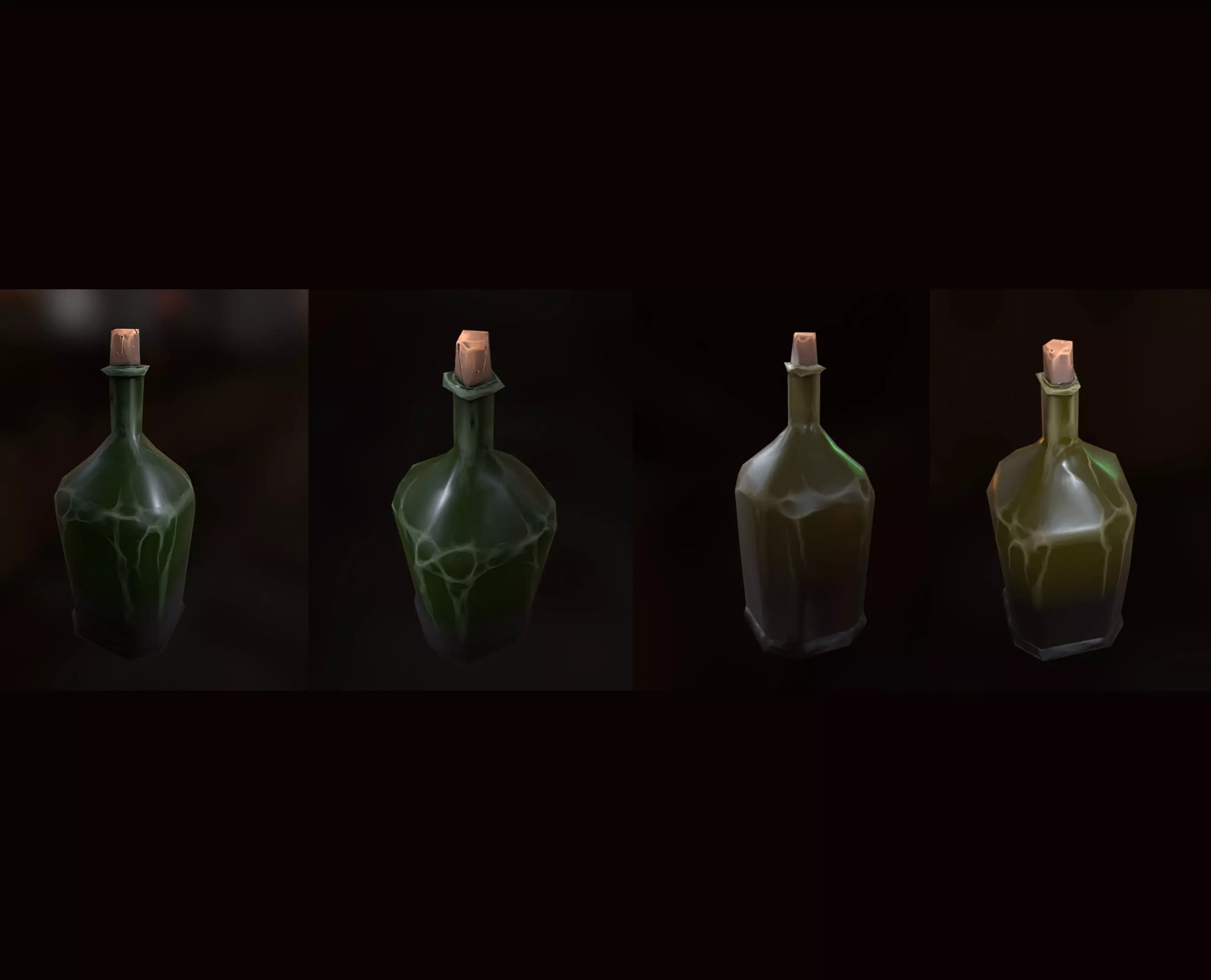 Stylized Low Poly Tavern Bottles Low-poly 3D model_0