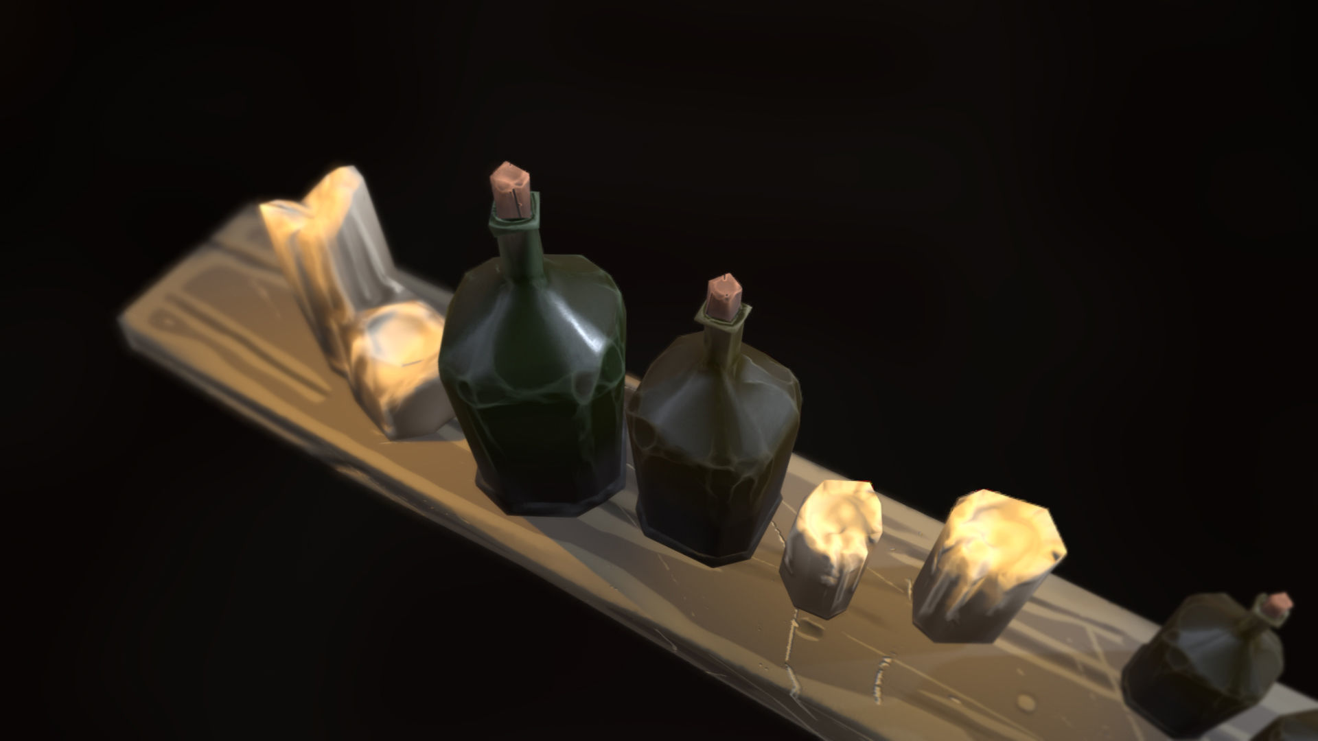 Stylized Low Poly Tavern Bottles Low-poly 3D model_5
