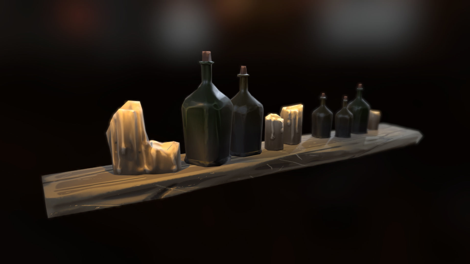 Stylized Low Poly Tavern Bottles Low-poly 3D model_3