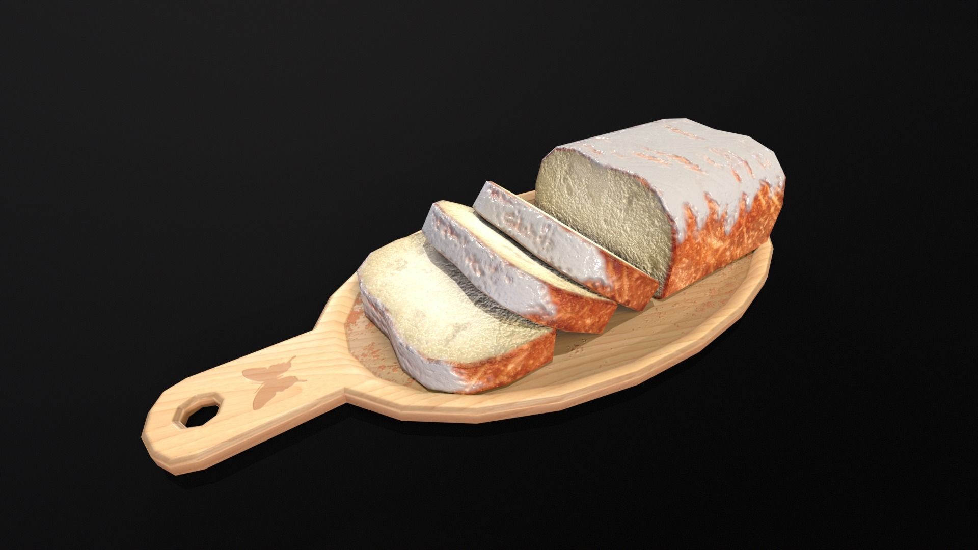Glazed Bread  Low-poly 3D model_2