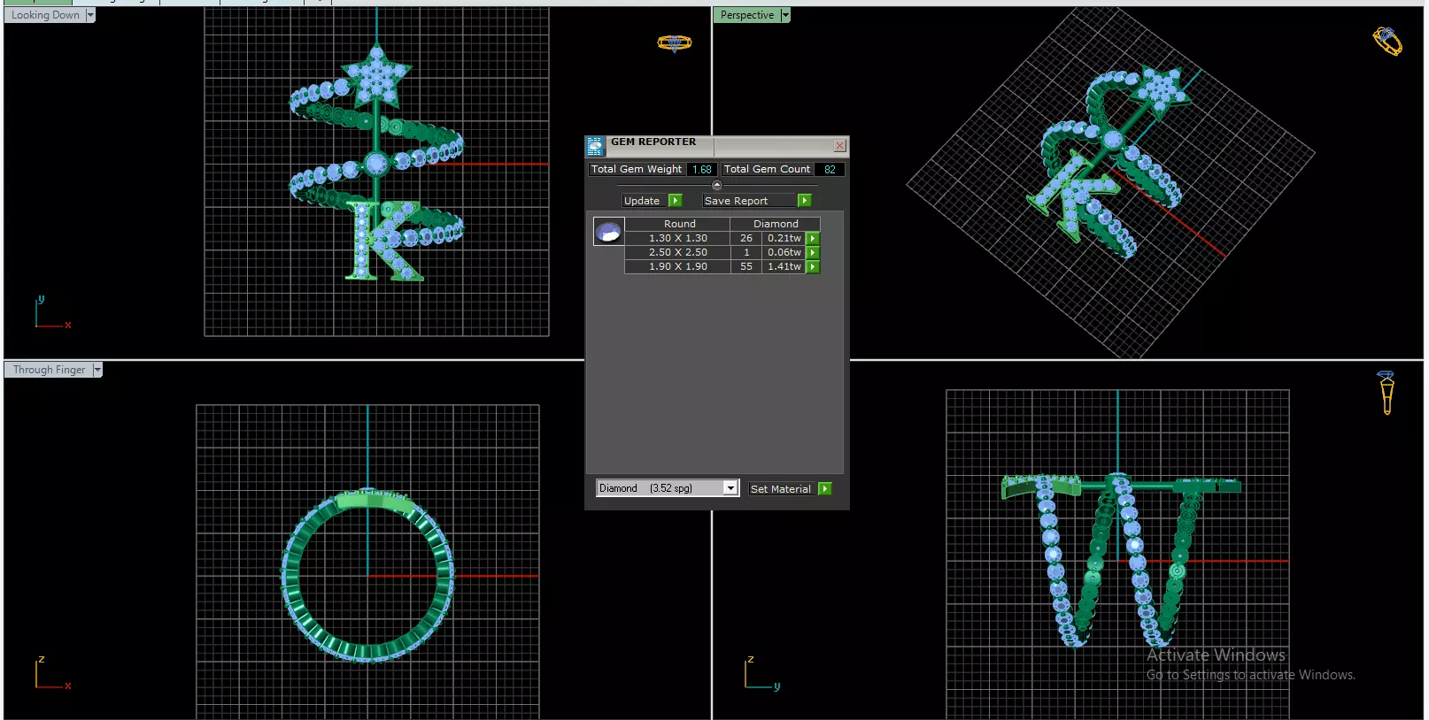 Diamond Ring Letter K 3D print model_0