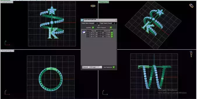 Diamond Ring Letter K 3D print model