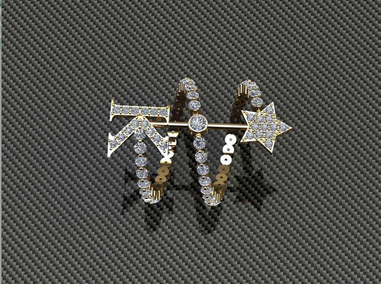 Diamond Ring Letter K 3D print model_1