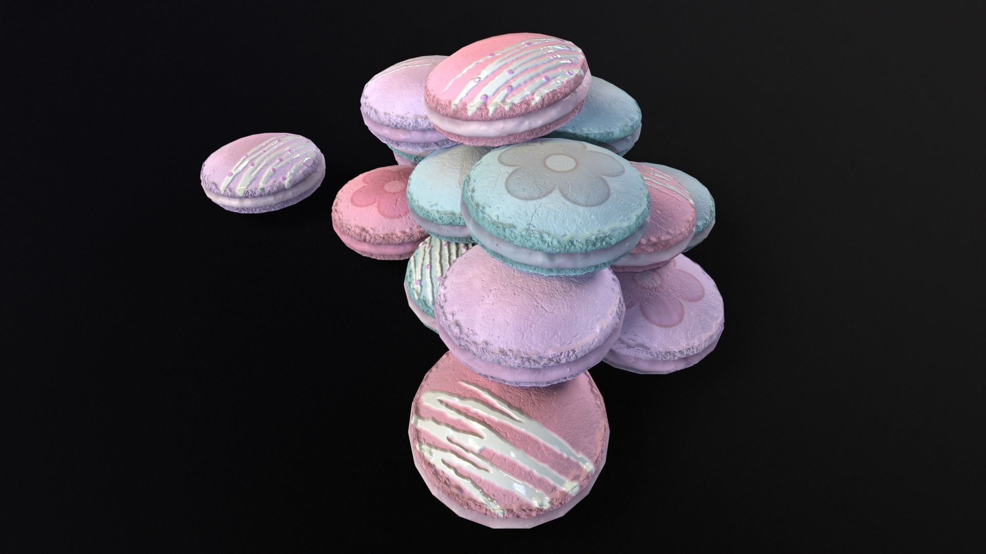 Macarons Low-poly 3D model_8