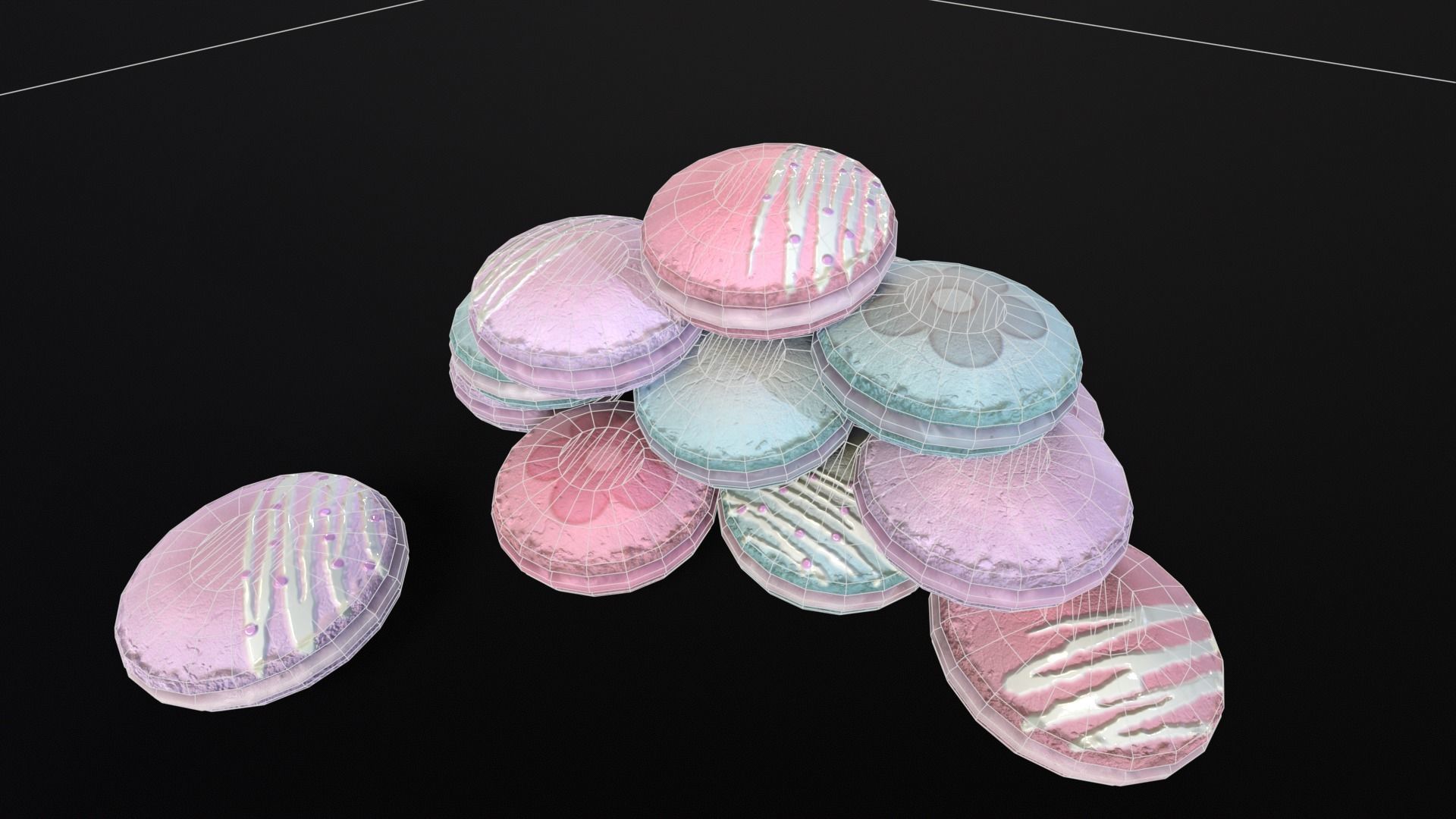 Macarons Low-poly 3D model_7
