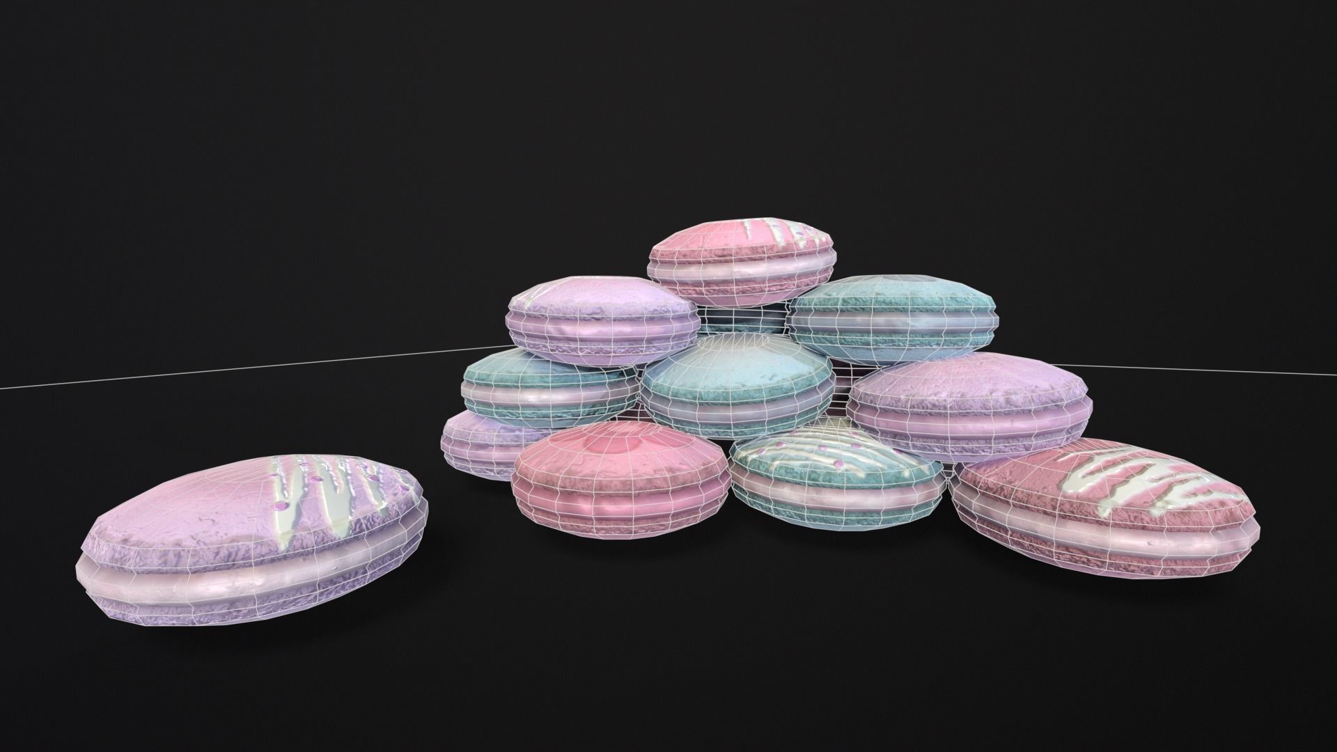 Macarons Low-poly 3D model_5