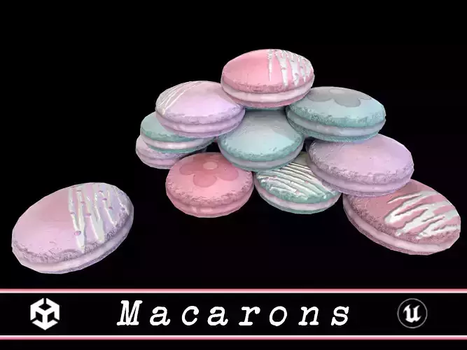 Macarons Low-poly 3D model