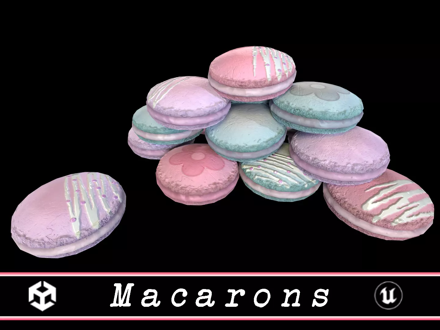 Macarons Low-poly 3D model_0