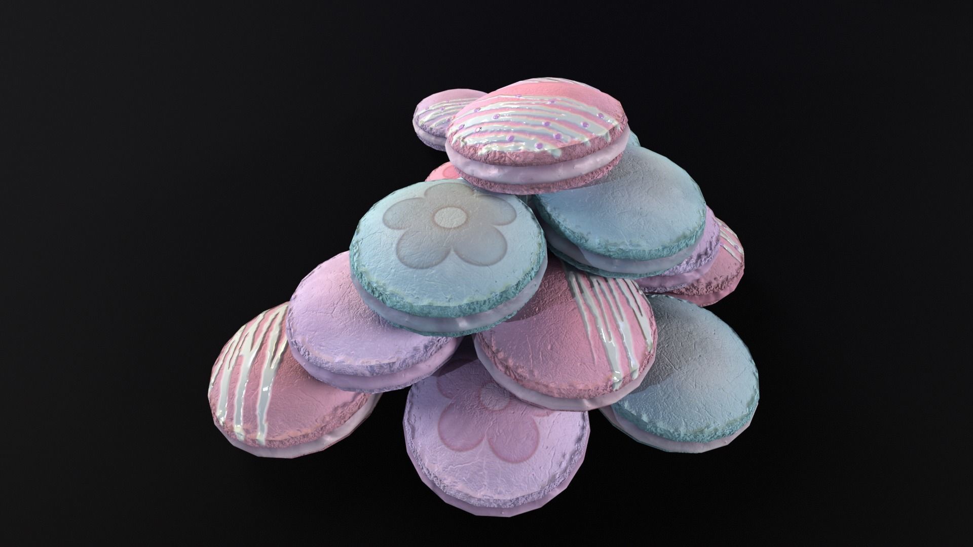 Macarons Low-poly 3D model_10